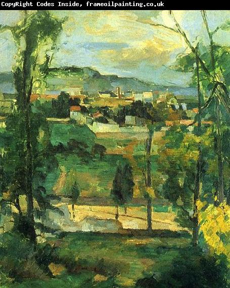 Paul Cezanne Dorf hinter den Baumen, Ile de France